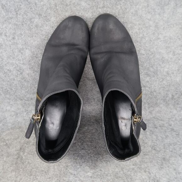 BP Shoes Womens 8.5 Booties Leather Block Heel Side Zip Black Round Toe Fashion - Picture 8 of 14